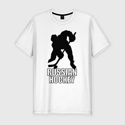 Мужская slim-футболка Russian Black Hockey