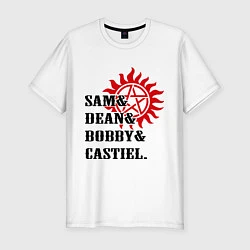 Футболка slim-fit Sam Dean Bobby Castiel, цвет: белый