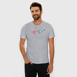 Футболка slim-fit Птички-сердечки, цвет: меланж — фото 2