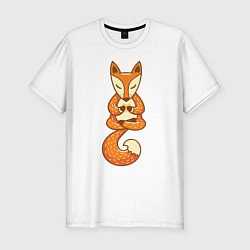 Футболка slim-fit Лисенок занимается йогой, цвет: белый