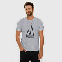 Футболка slim-fit Москва-чёрный логотип-2, цвет: меланж — фото 2