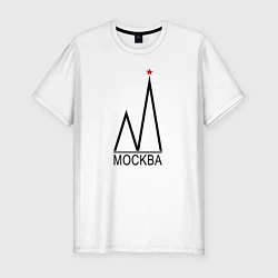 Футболка slim-fit Москва-чёрный логотип-2, цвет: белый
