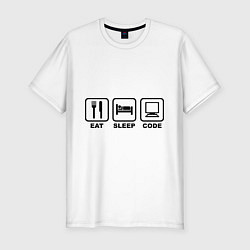 Мужская slim-футболка Eat sleep code (Ешь, Спи, Программируй)