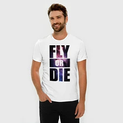 Футболка slim-fit Fly or Die: Space, цвет: белый — фото 2