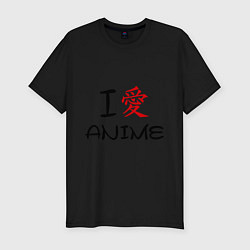 Футболка slim-fit I love anime, цвет: черный