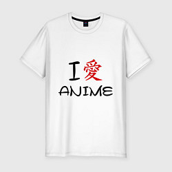 Футболка slim-fit I love anime, цвет: белый