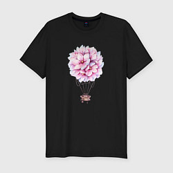 Футболка slim-fit Воздушные Цветы, цвет: черный