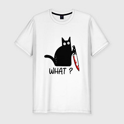 Футболка slim-fit What cat, цвет: белый