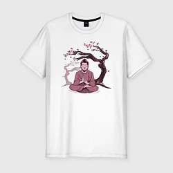 Мужская slim-футболка Будда Сакура