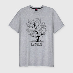 Футболка slim-fit Кошачий дом, цвет: меланж