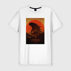 Футболка slim-fit Godzilla and red sun, цвет: белый