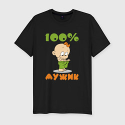 Футболка slim-fit 100% МУЖИК, цвет: черный