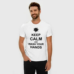Футболка slim-fit Keep Calm & Wash Hands, цвет: белый — фото 2