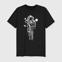 Мужская slim-футболка Космонавт на велосипеде