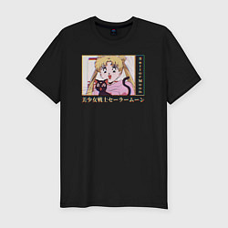 Футболка slim-fit Sailor Moon Usagi Tsukino Luna, цвет: черный
