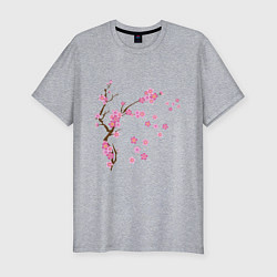 Мужская slim-футболка Розовая сакура