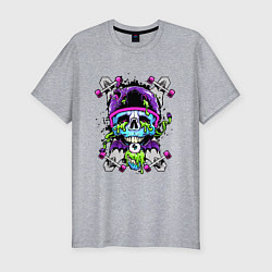 Футболка slim-fit Crazy skull - skateboard, цвет: меланж