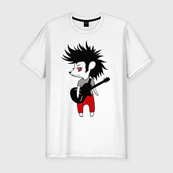 Мужская slim-футболка Ежик рок музыкант