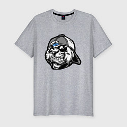 Футболка slim-fit Панда в кепке, цвет: меланж