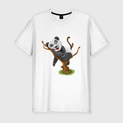 Футболка slim-fit Смешная панда, цвет: белый