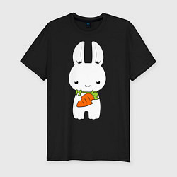 Мужская slim-футболка Зайчик с морковкой