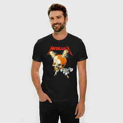 Футболка slim-fit Metallica - оранжевый череп, цвет: черный — фото 2