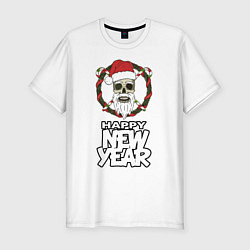 Футболка slim-fit Happy new year, цвет: белый