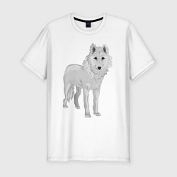 Мужская slim-футболка Белый волк
