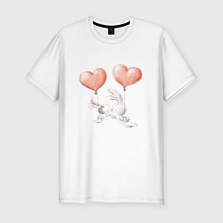 Мужская slim-футболка Пара влюбленных зайчиков