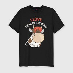 Мужская slim-футболка I love year of the bull!