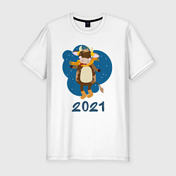 Футболка slim-fit Год быка 2021, цвет: белый