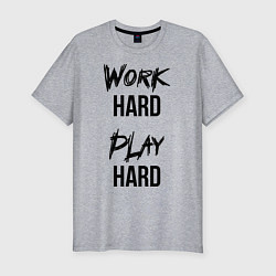 Футболка slim-fit Work hard Play hard, цвет: меланж