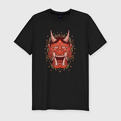 Футболка slim-fit Oni demon samurai mask, цвет: черный