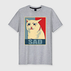 Футболка slim-fit Sad Cat, цвет: меланж