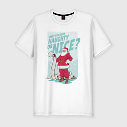 Мужская slim-футболка Санта со списком плохишей