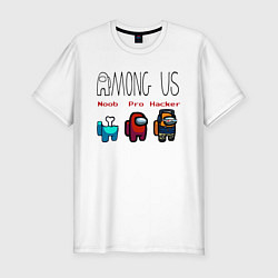 Мужская slim-футболка Among Us - Noob Pro Hacker Z