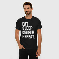 Футболка slim-fit EAT SLEEP CYBERPUNK REPEAT, цвет: черный — фото 2