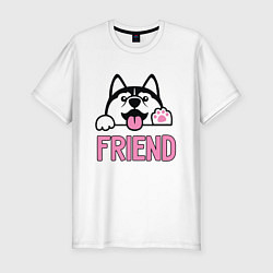Футболка slim-fit Лучший друг, цвет: белый