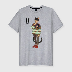 Мужская slim-футболка BTS Cat