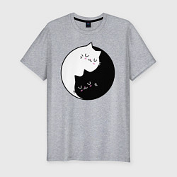 Мужская slim-футболка Yin and Yang cats