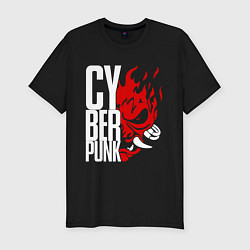 Мужская slim-футболка Cyberpunk 2077 Белый панк