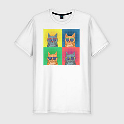 Мужская slim-футболка Pop Art Коты