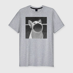 Футболка slim-fit ЧБ Pop Cat, цвет: меланж