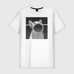 Футболка slim-fit ЧБ Pop Cat, цвет: белый