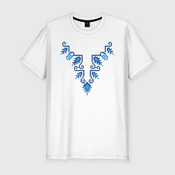 Мужская slim-футболка Славянский узор сине-голубой