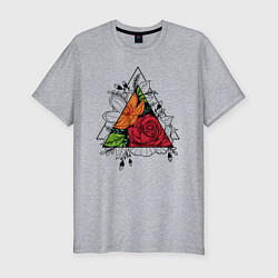 Футболка slim-fit Flower tattoo, цвет: меланж
