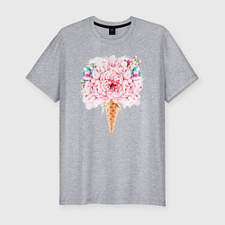 Мужская slim-футболка Flowers ice cream