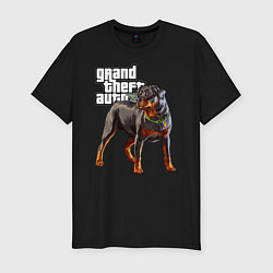 Мужская slim-футболка ЧОП - ротвейлер из GTA 5