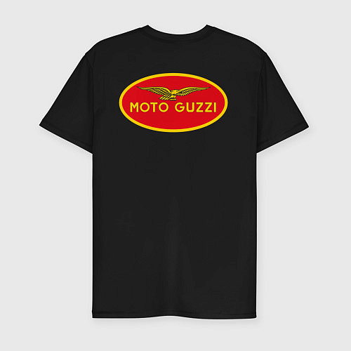 Мужская slim-футболка MOTO GUZZI Мото Лого спина Z / Черный – фото 2