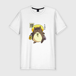 Футболка slim-fit Tanuki Yokai Japanese Demon, цвет: белый